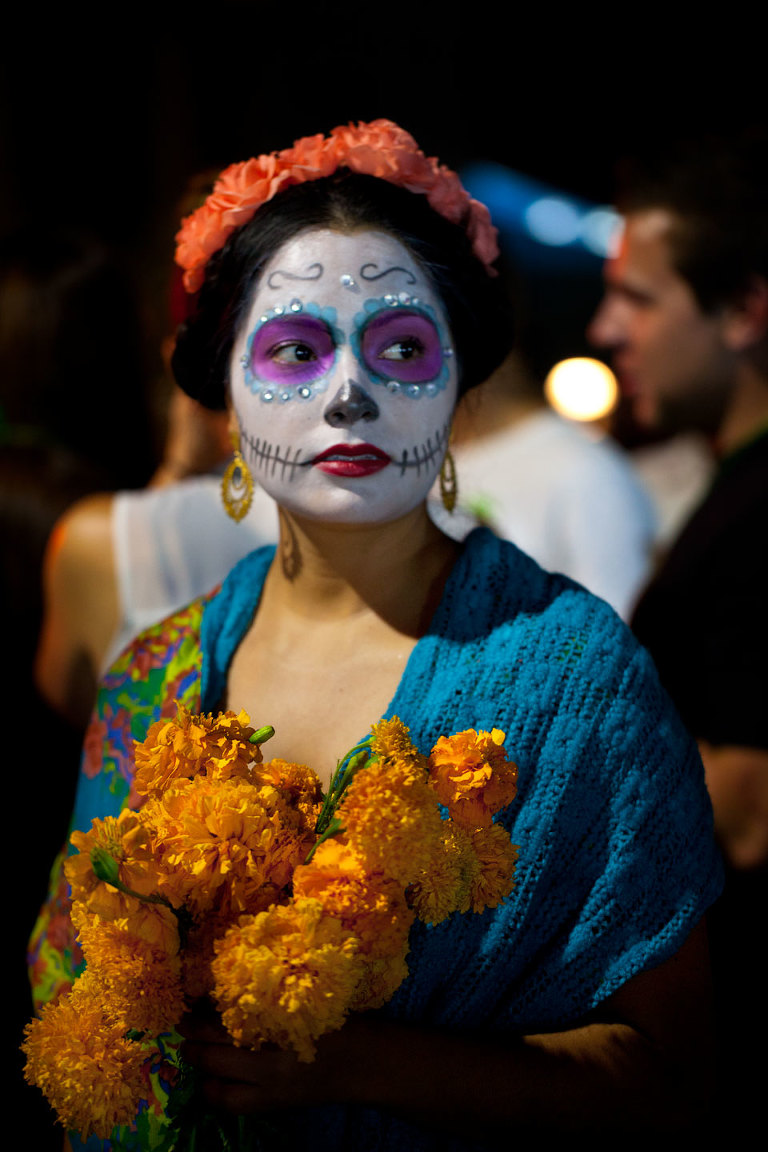 Young woman dressed for Dia de los Muertos