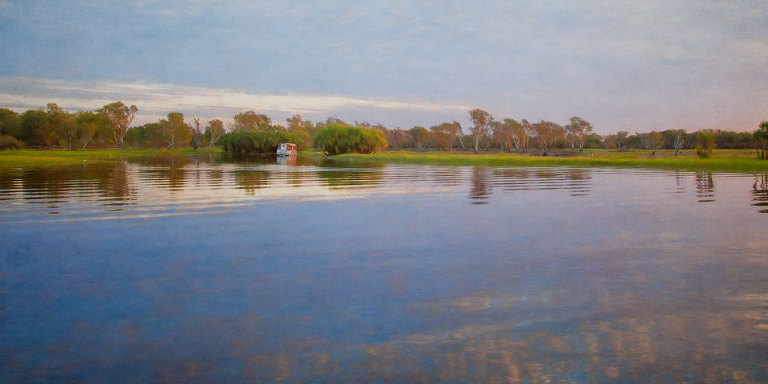 Cruise boat at sunset on Yellow Water Billabong