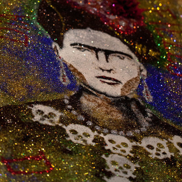 Sand painting of Frida Kahlo