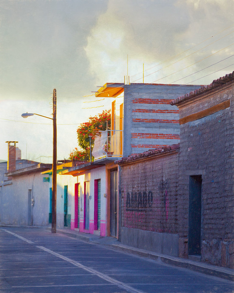 Mitla street at sunset