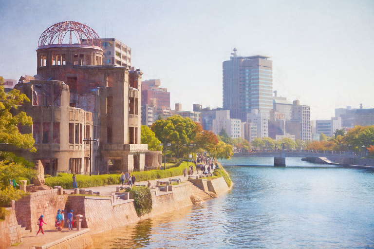 Genbaku Dome and Motoyasu Bridge from Aioi Bridge