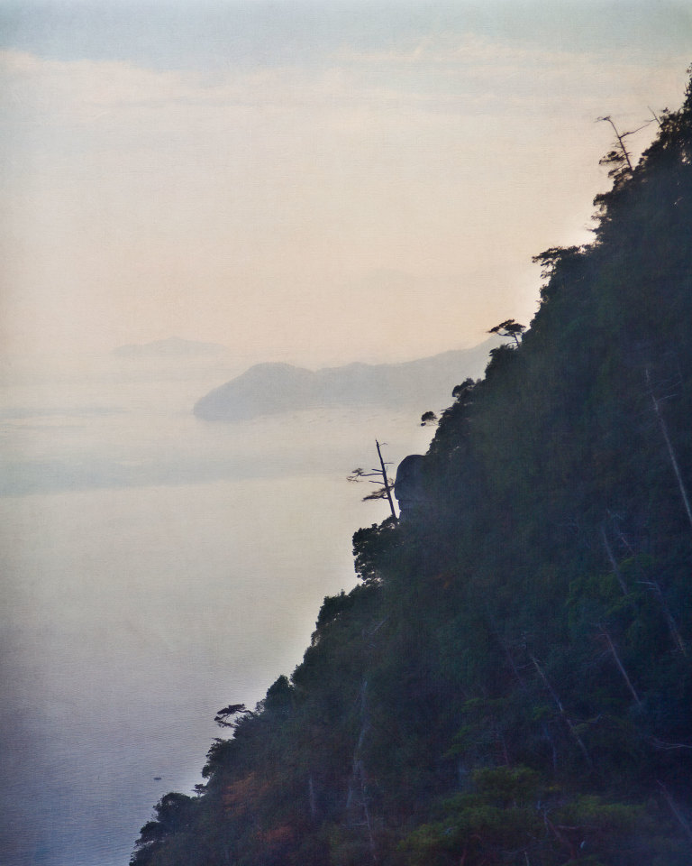 Mountainside and islands in Hiroshima Bay from the ropeway to the summit of Mount Misen