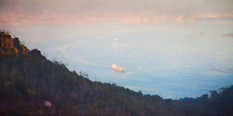 Ships in Hiroshima Bay (from the summit of Mount Misen)